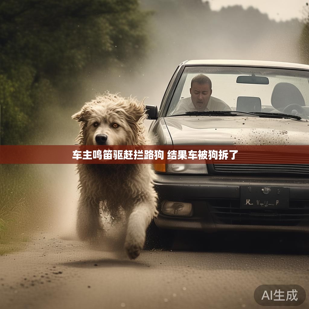 车主误用鸣笛驱赶狗，结果车辆惨遭拆解